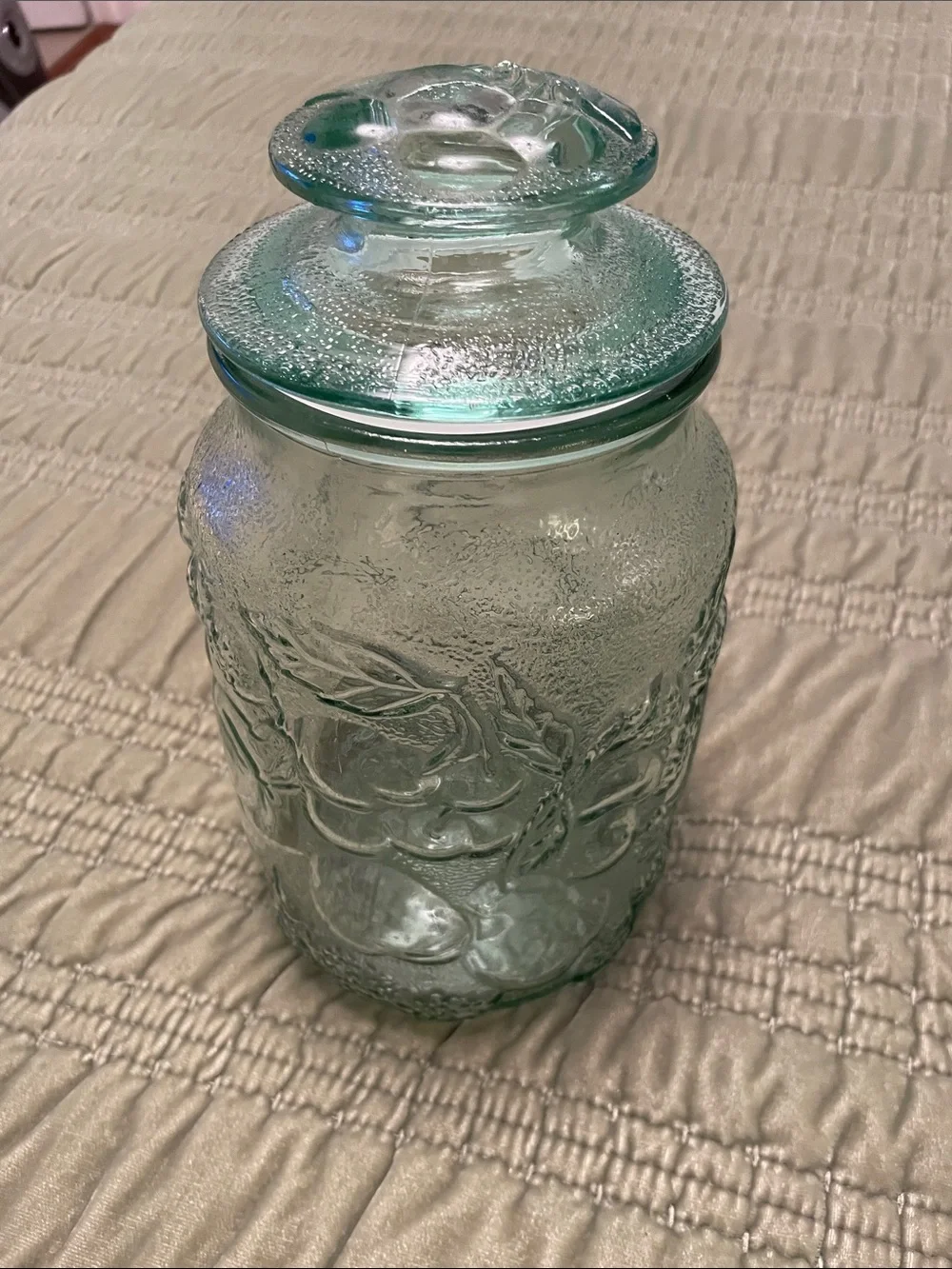 Mid Century Modern Vintage LIBBEY Orchard Glass Storage Jar Kitchen Canister